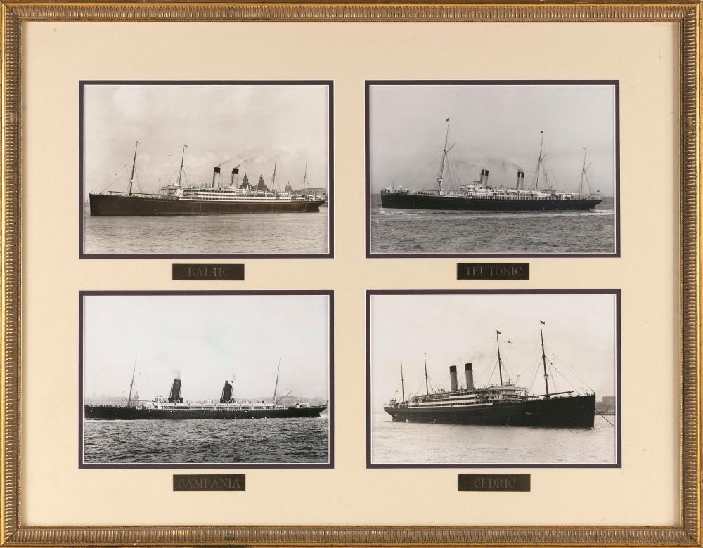 Appraisal: FOUR PHOTOGRAPHS OF STEAMSHIPS TH CENTURY FRAMED X FOUR PHOTOGRAPHS