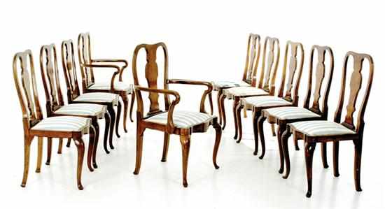 Appraisal: Set of ten Queen Anne style walnut dining chairs late