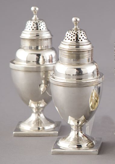 Appraisal: Pair of George III Sterling Silver Vasiform Spice Casters London