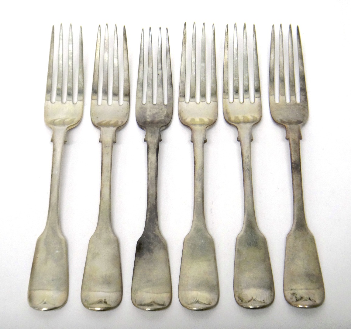 Appraisal: Six Victorian silver fiddle pattern table forks all crest and