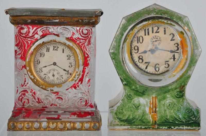 Appraisal: Lot of Glass Clock Candy Container Banks Description Includes one