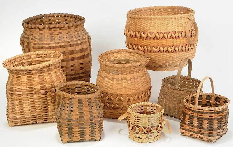 Appraisal: Eight Various Split Oak Baskets Cherokee Southeastern United States th