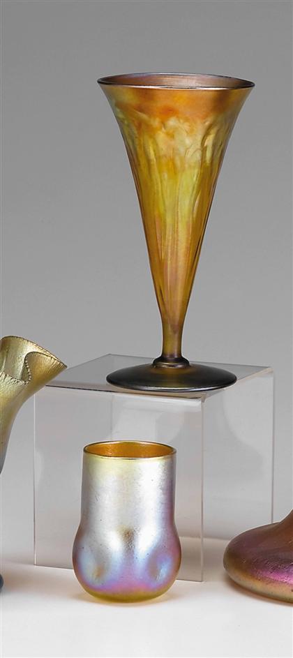 Appraisal: Tiffany Favrile glass small vase Together with Nash iridescent glass