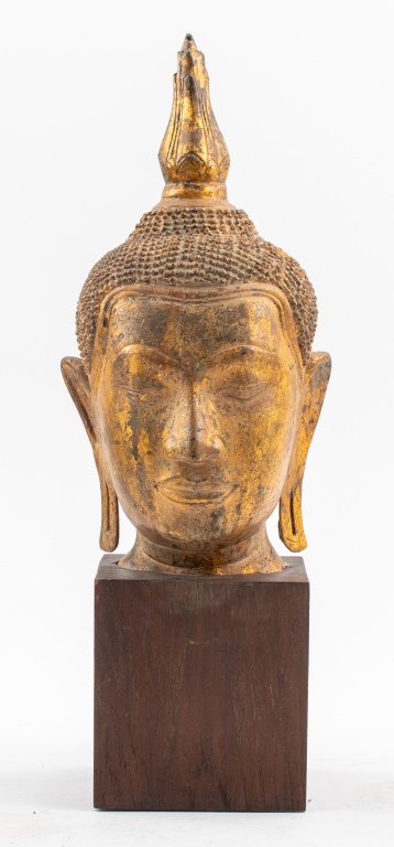 Appraisal: ANTIQUE SOUTHEAST ASIAN GILT BRONZE BUDDHA HEAD Thai or Cambodian