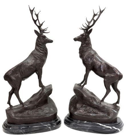 Appraisal: pair Large patinated bronze sculptures signed in cast after Jules