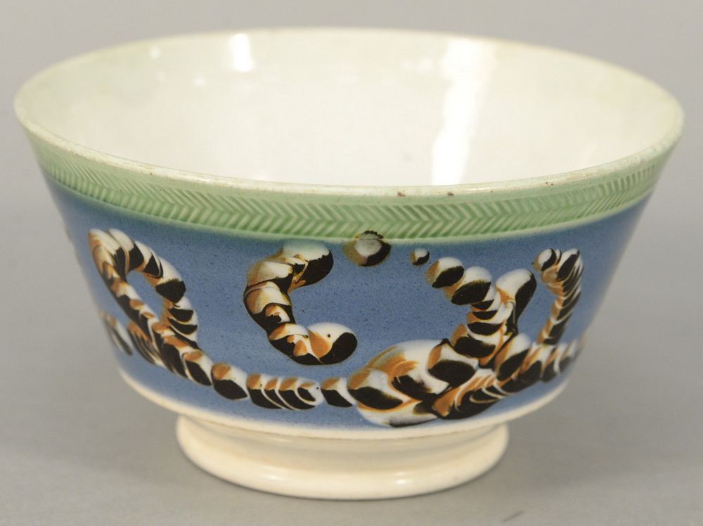 Appraisal: English Pearlware Bowl with engine turned band over earthworm decoration