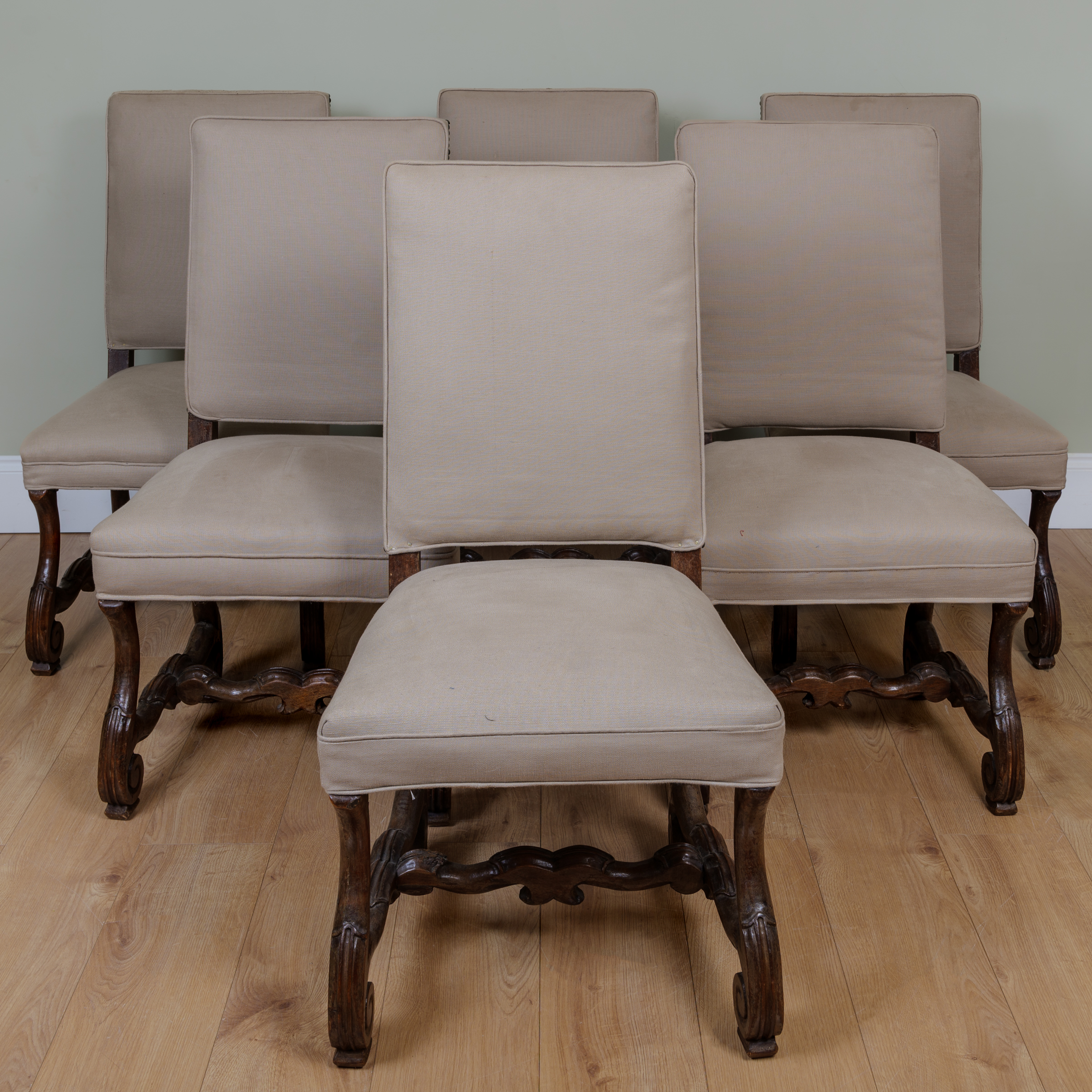 Appraisal: A set of twelve antique Spanish walnut dining chairs previously