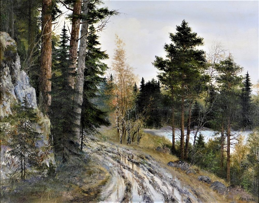 Appraisal: Russian Country Road Landscape Oil Painting Russian Federation th Century