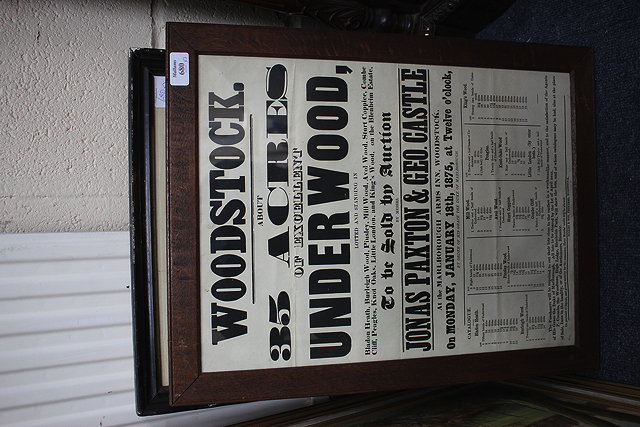 Appraisal: A GROUP OF THREE VICTORIAN OXFORDSHIRE AUCTION POSTERS for sales