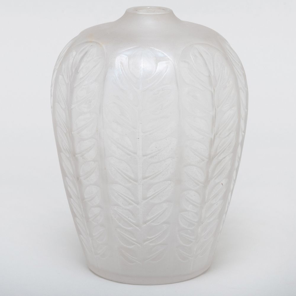 Appraisal: Ren Lalique Glass 'Tournai' Vase Signed in etch x in