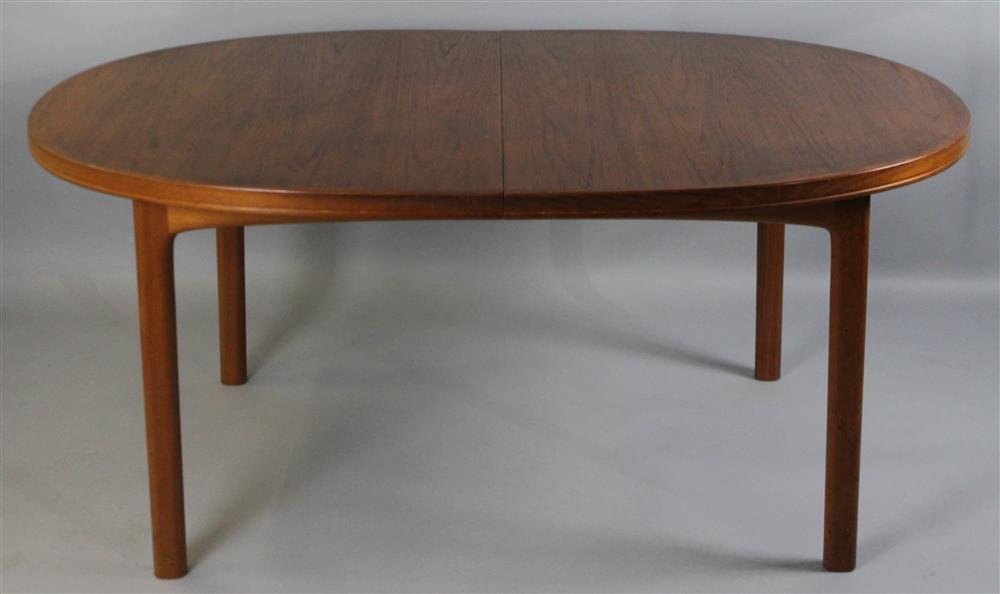 Appraisal: DANISH MODERN TEAK OVAL DINING TABLE WITH TWO LEAVES the