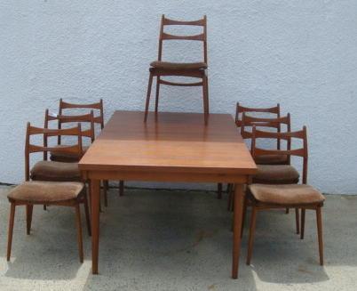 Appraisal: Danish Modern Dining Table and Chairs Midcentury From a Larchmont