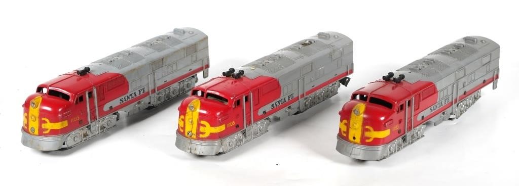 Appraisal: MARX SANTA FE DIESEL LOCOMOTIVES Three Diesel Engines Please see