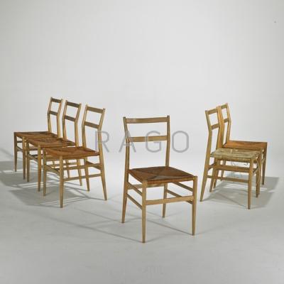 Appraisal: GIO PONTI CASSINA Six Superleggera chairs one without a seat