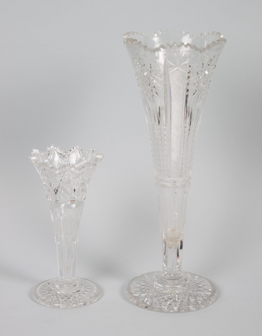 Appraisal: Two American cut glass trumpet vases Brilliant Star period late