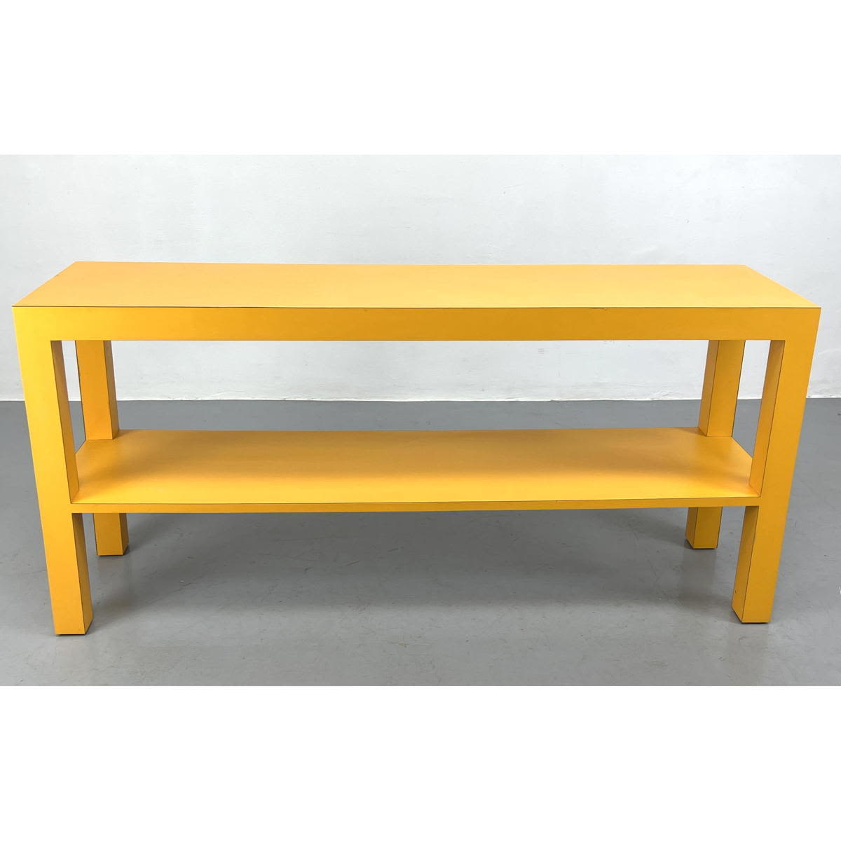 Appraisal: Modernist Bright Orange Laminate Parsons Table Hall Console Table with