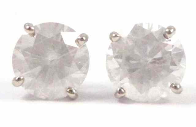 Appraisal: PAIR OF DIAMOND EAR STUDS each k white gold set