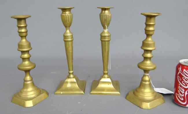 Appraisal: Lot pr brass candlesticks including '' pr th c the