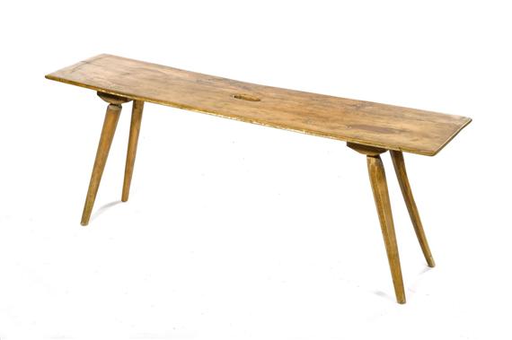 Appraisal: A SMALL RUSTIC BENCH Biedermeier Walnut Branded mark RST x