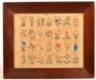 Appraisal: Early th Century Printed and Hand Colored Floral Chart Depicts