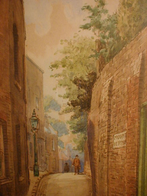 Appraisal: Wilfred R Wood Mount Vernon a watercolour street scene with