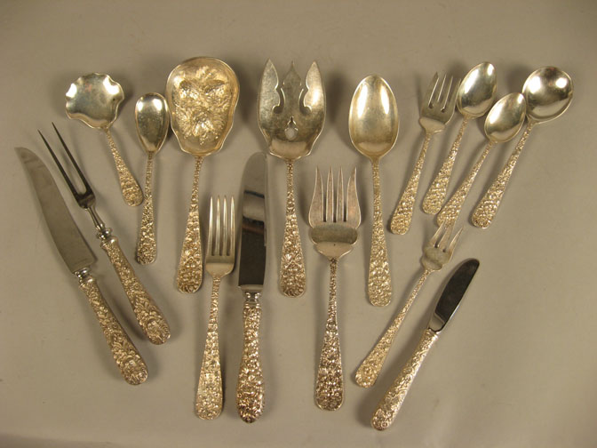 Appraisal: Stieff 'Rose' pattern sterling silver partial flatware service Comprising luncheon