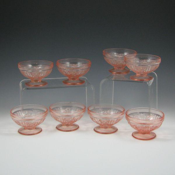 Appraisal: Eight Sharon Cabbage Rose by Federal Depression glass footed sherbets