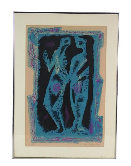 Appraisal: Andr Masson French - Deux Personnages color lithograph ed pencil