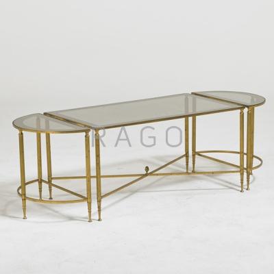 Appraisal: LA BARGE Coffee table and matching demi lune side tables