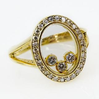 Appraisal: Chopard Diamond and Karat Yellow Gold Happy Diamond Oval Ring