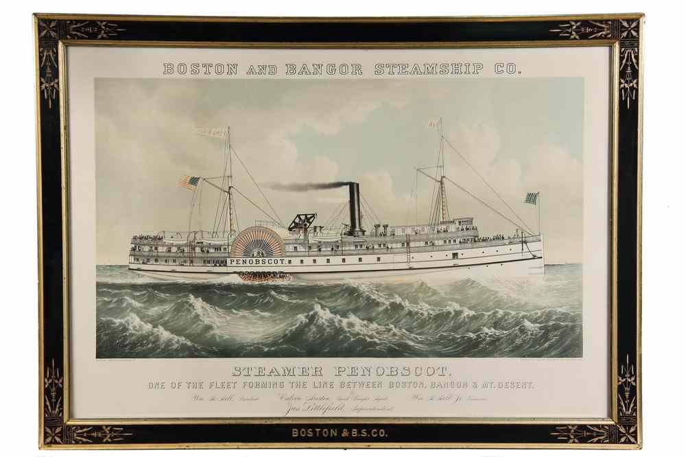 Appraisal: CURRIER IVES AQUATINT LITHO SHIP PORTRAIT - Boston and Bangor