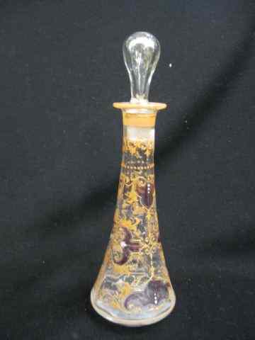 Appraisal: Victorian Enameled Glass Perfume Bottle orange purple designs ''