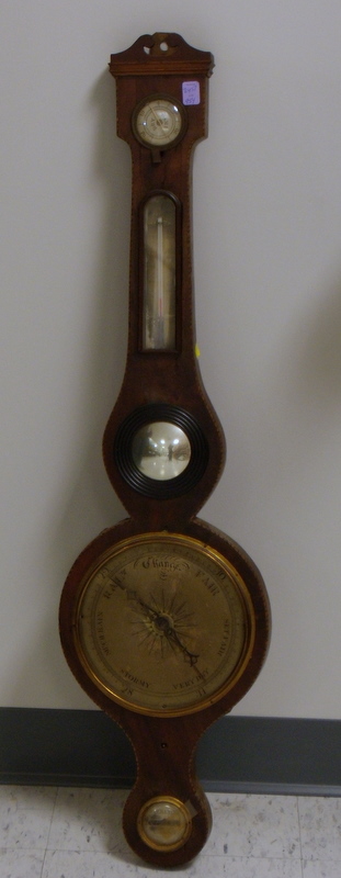 Appraisal: Inlaid Mahogany and Mahogany Veneer Wheel Barometer with scroll top