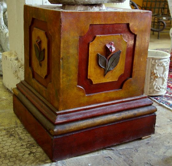 Appraisal: Large Plinth-Form Cast-Iron and Polychromed Pedestal Base of square section