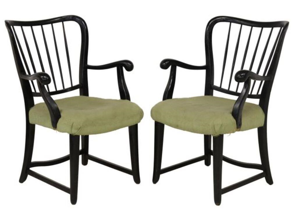 Appraisal: pair Italian mid-century modern armchairs in the manner of Paolo