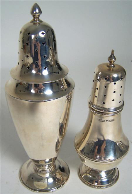 Appraisal: A table sugar caster Sheffield of tapered form with domed