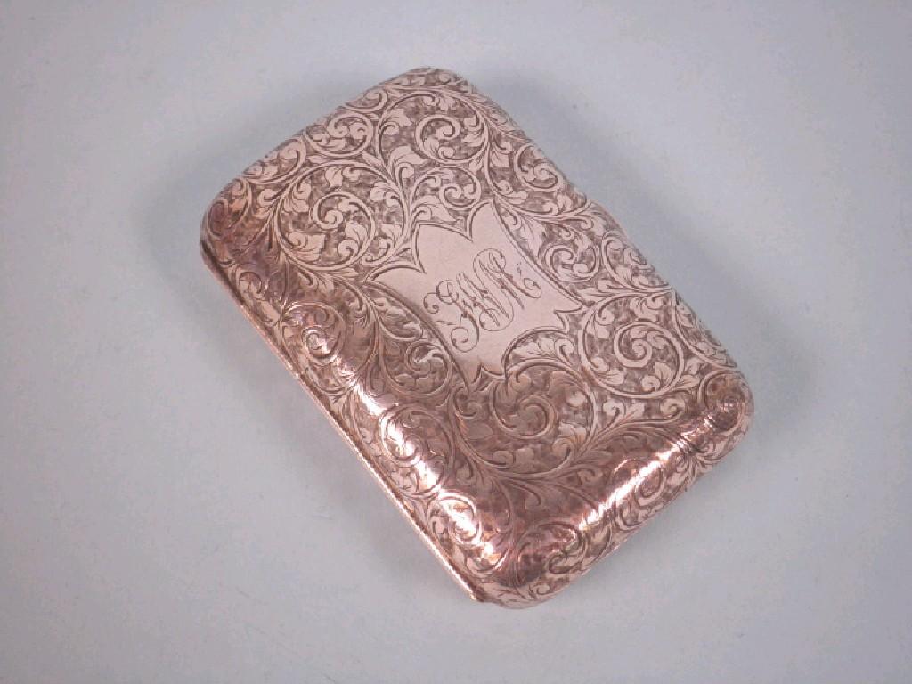 Appraisal: A small silver cigarette case engraved with foliate scrolls and