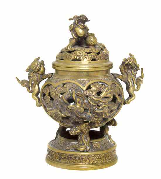 Appraisal: A Chinese Bronze Censer having a pierced lid with a