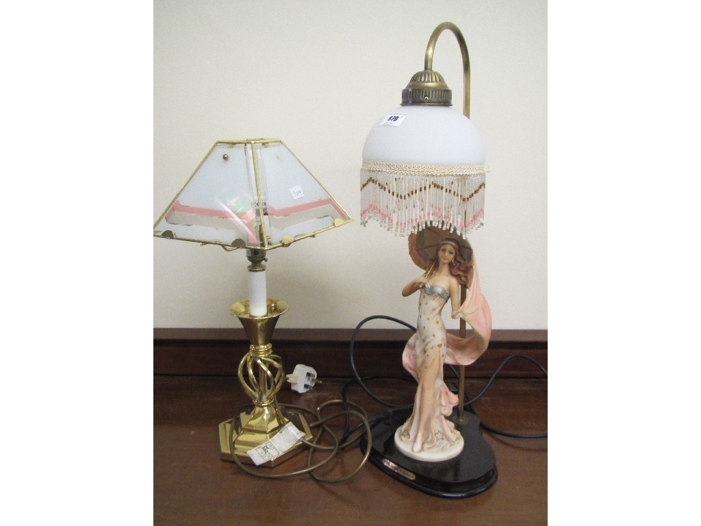 Appraisal: Figural table lamp with shade and another