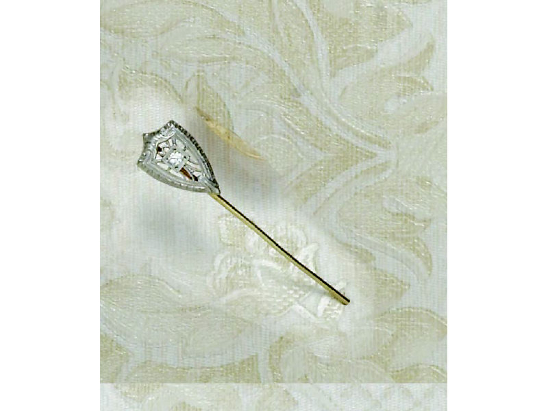 Appraisal: ART DECO STICK PIN k white gold filigree stick pin