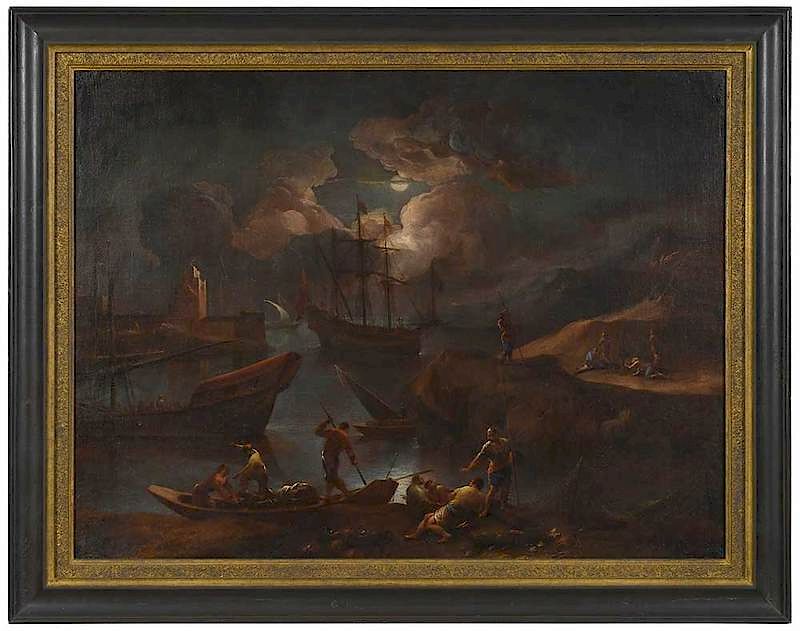 Appraisal: Follower of Claude Joseph Vernet French Nocturnal Coastal Scene with