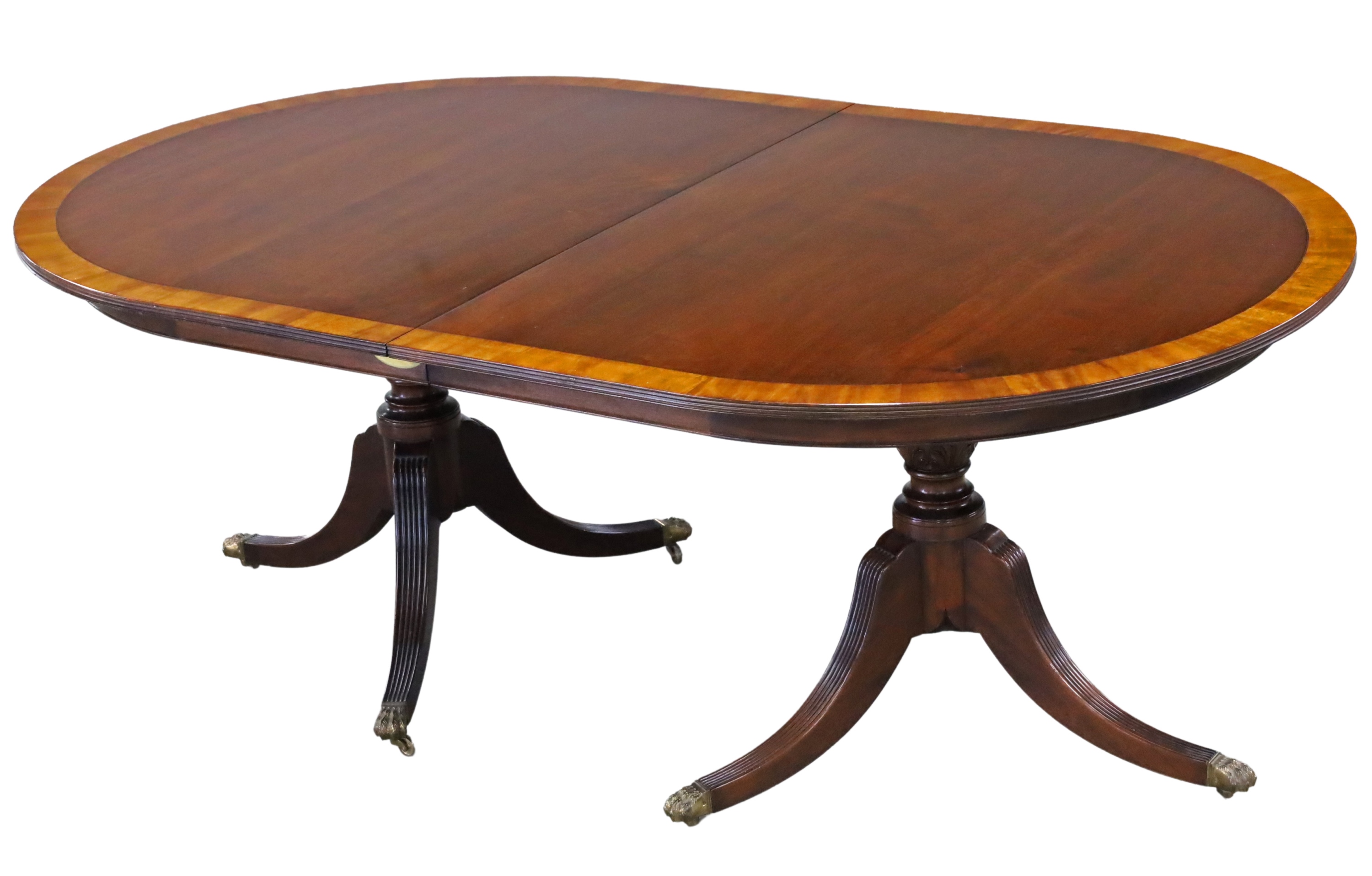 Appraisal: SHERATON STYLE DINING TABLE English Sheraton style double pedestal dining