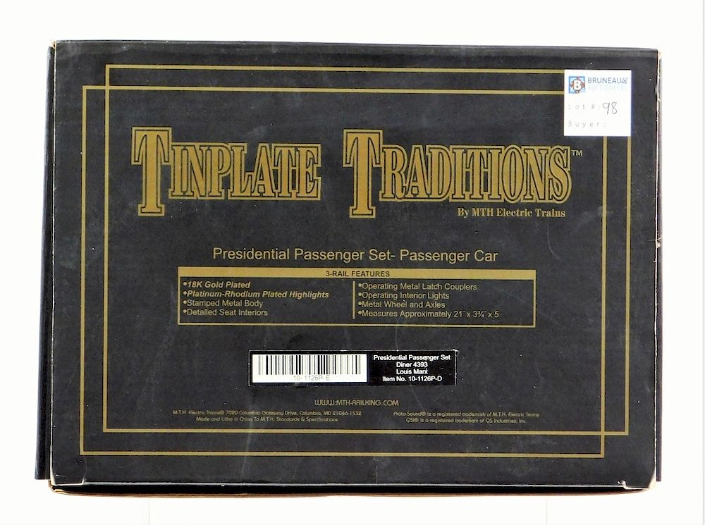 Appraisal: Tinplate Traditions Presidential Louis Marx Train United States Contemporary Louis