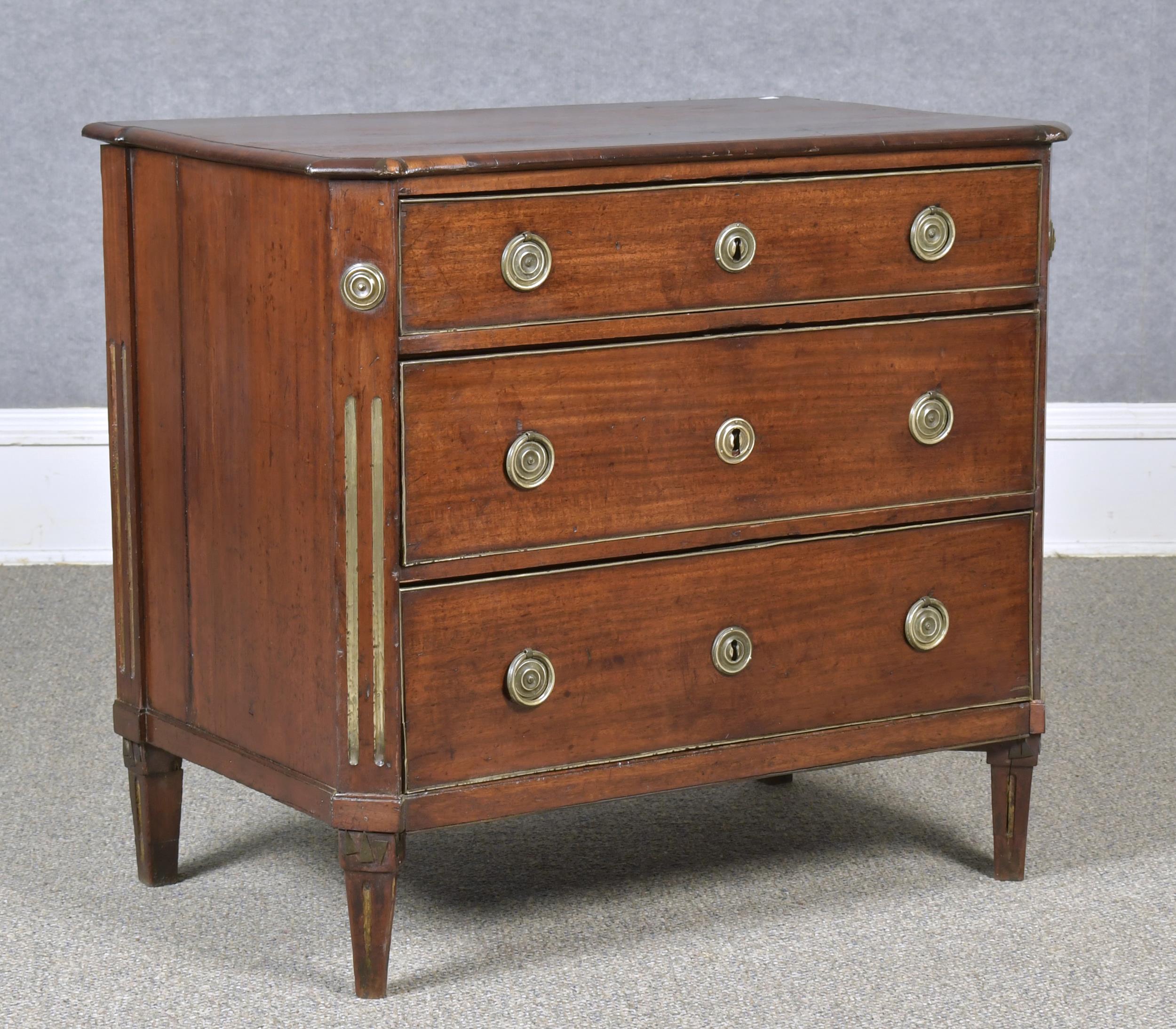 Appraisal: TH C FRENCH THREE DRAWER WALNUT COMMODE A Directoire period