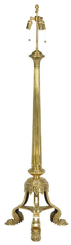 Appraisal: Renaissance Style Brass Floor Lamp th century column form with