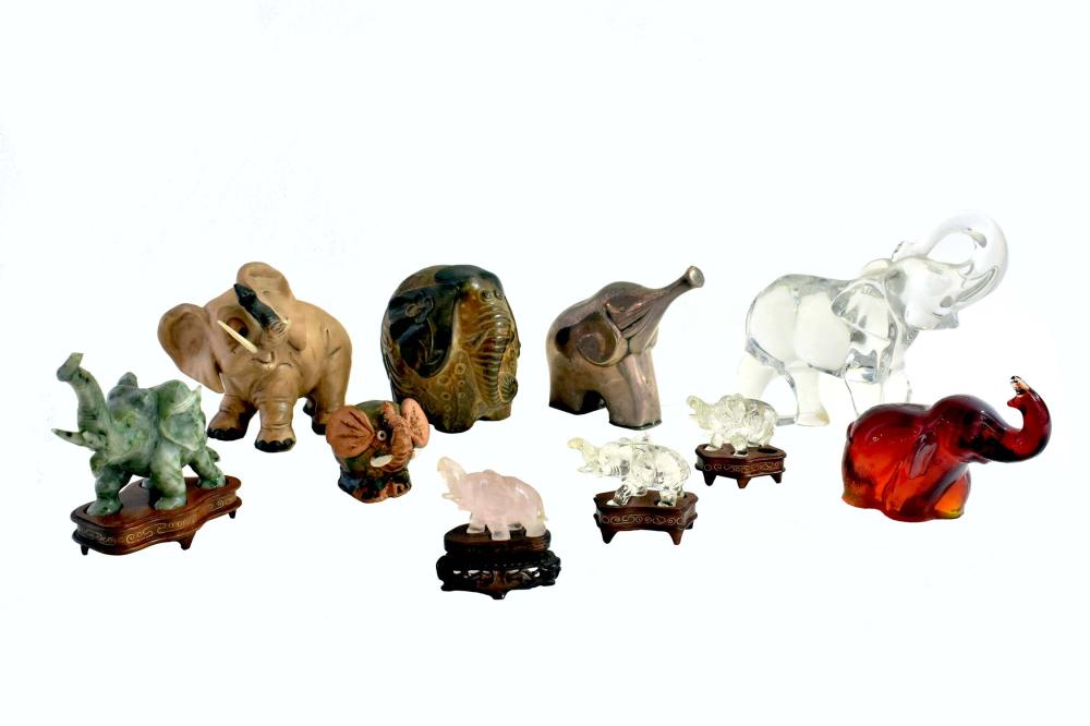 Appraisal: BACCARAT COLORLESS GLASS ELEPHANT NINE VARIED EXAMPLESThe first with Baccarat