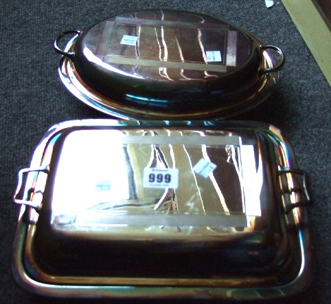 Appraisal: Plated wares comprising a twin handled rectangular lidded entree dish