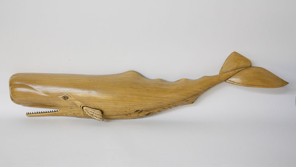 Appraisal: Bill Rowe Hand Carved Wood Sperm Whale Plaque circa Bill