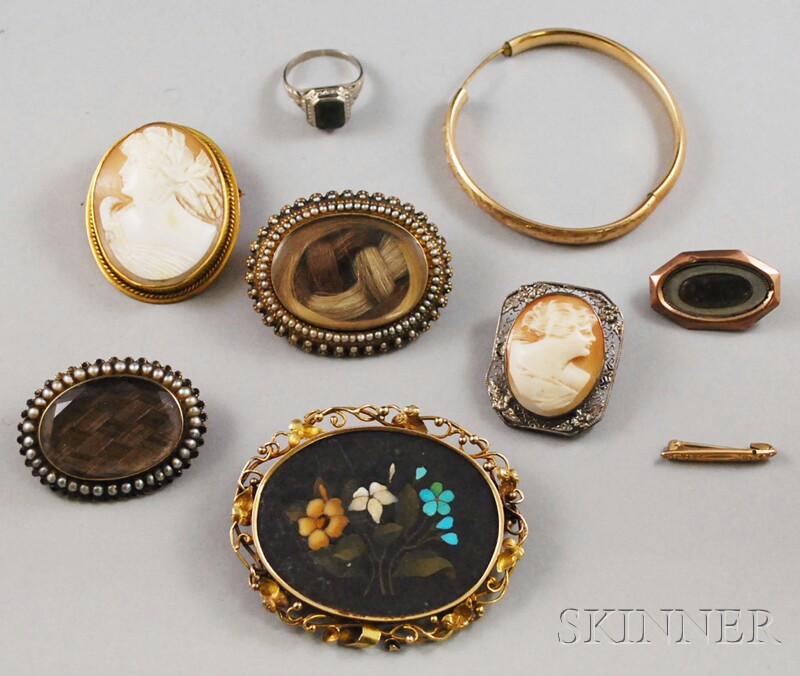 Appraisal: Small Group of Antique Jewelry including three mourning brooches two