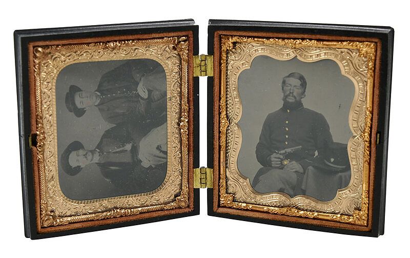 Appraisal: Two Civil War Related Tintypes each sixth plate Union soldier